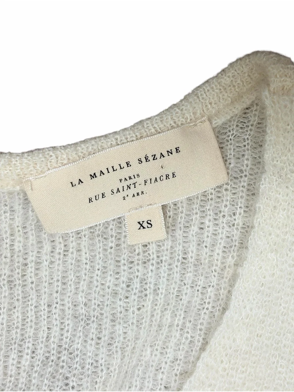 SEZANE Barry Ivory Ecru Mohair Alpaca Blend Cardigan Sweater V Neck Size XS - Picture 7 of 13